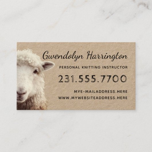 Visitenkarte "Sheep Face Knitting Wool Arts" (Vorderseite)