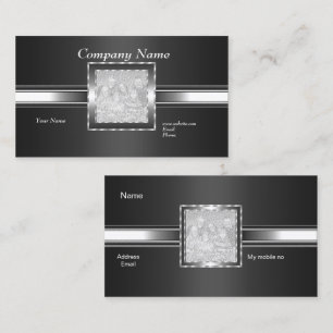 Visitenkarte Silber auf Grau Schwarz Logo Foto hin