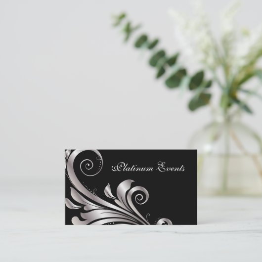Visitenkarte Silver Leaf Eventplaner (Stehend Vorderseite)