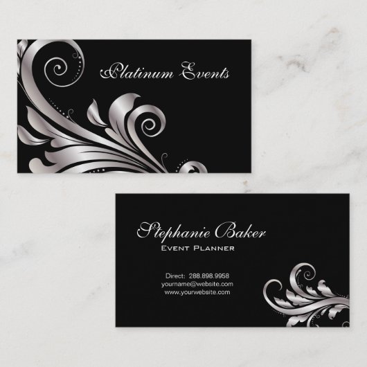 Visitenkarte Silver Leaf Eventplaner (Vorne/Hinten)