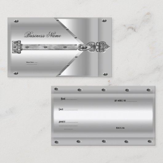 Visitenkarte Silver Metal Lock (Vorne/Hinten)