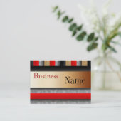 Visitenkarte Stripe Red Metal Look Gold 3 (Stehend Vorderseite)