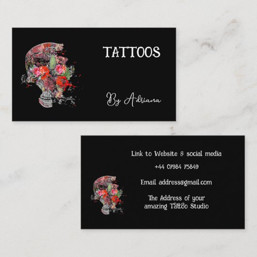 Visitenkarte Tattoo Skull (Vorne/Hinten)