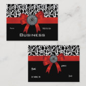 Visitenkarte Tierdruck Schwarz-weiß Red Bow (Vorne/Hinten)