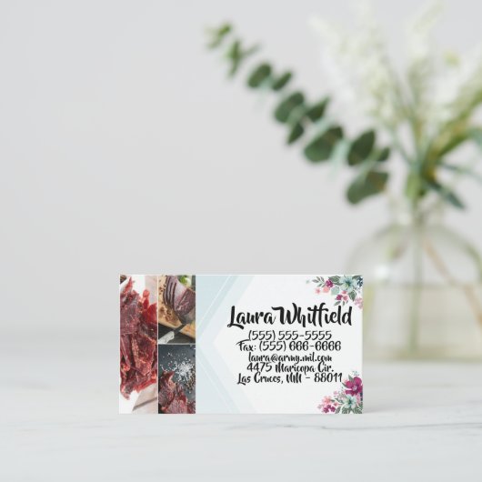 Visitenkarte Tropische Blume auf Blue Ombre (Stehend Vorderseite)