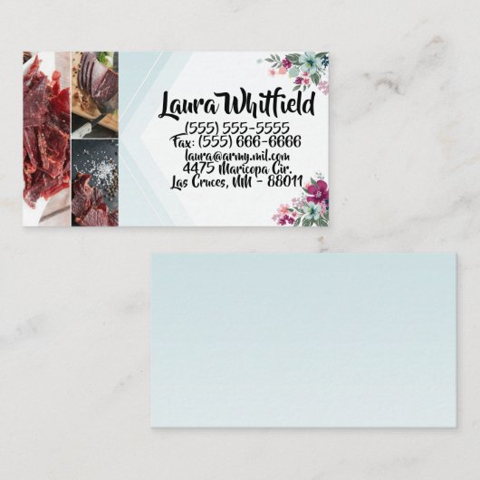 Visitenkarte Tropische Blume auf Blue Ombre (Vorne/Hinten)