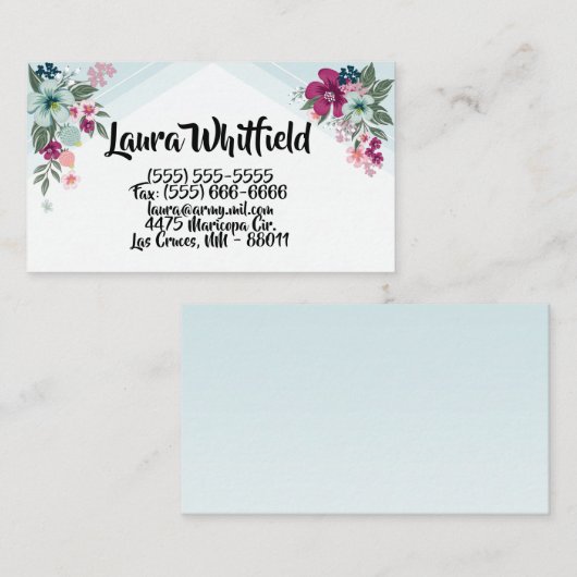 Visitenkarte Tropische Blume auf Blue Ombre (Vorne/Hinten)