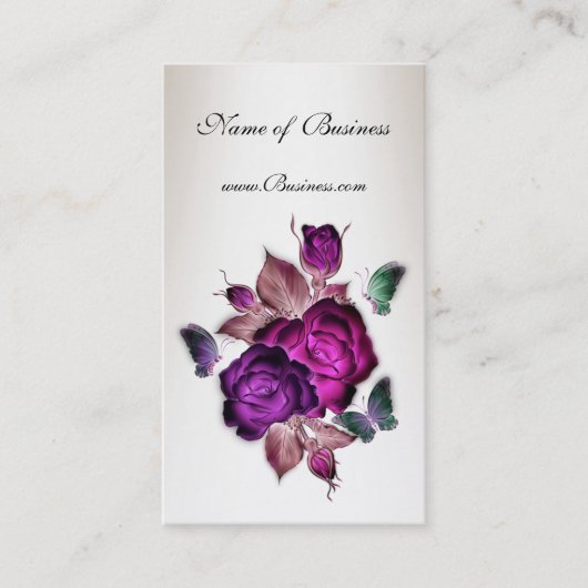 Visitenkarte Vintag Creme Rosa Rosen 3 (Vorderseite)