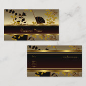 Visitenkarte Vintag Floral Gold Black (Vorne/Hinten)