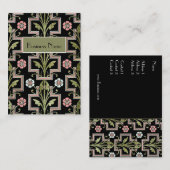 Visitenkarte Vintag Rosa Schwarze Blüte (Vorne/Hinten)
