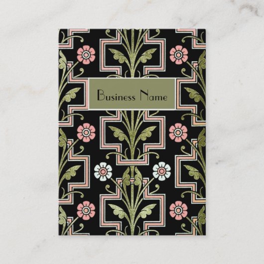 Visitenkarte Vintag Rosa Schwarze Blüte (Vorderseite)