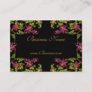 Visitenkarte Vintage Blumenrahmen Schwarz Gold Ros