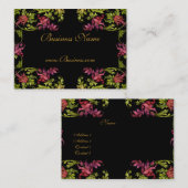 Visitenkarte Vintager Blumenrahmen Schwarz Rosa (Vorne/Hinten)