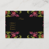 Visitenkarte Vintager Blumenrahmen Schwarz Rosa (Rückseite)