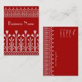 Visitenkarte Vintages Viktorianisches Muster Rot W (Vorne/Hinten)