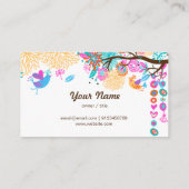 Visitenkarte - Vögel, floraler Hintergrund (Rückseite)