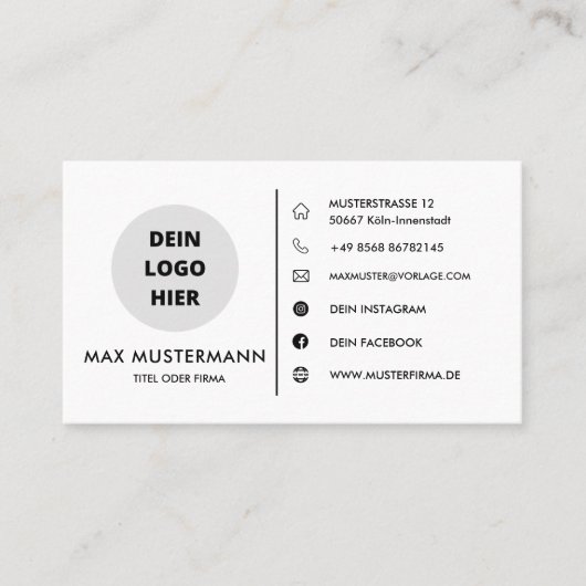 Visitenkarte Vorlage - Selbst Gestalten (Vorderseite)