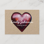 Visitenkarte "Watercolor heart burgundy" (Vorderseite)