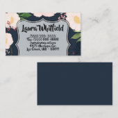 Visitenkarte Weiße Blüten Blume auf dunkelblau (Vorne/Hinten)