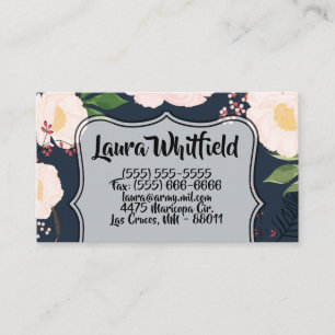 Visitenkarte Weiße Blüten Blume auf dunkelblau