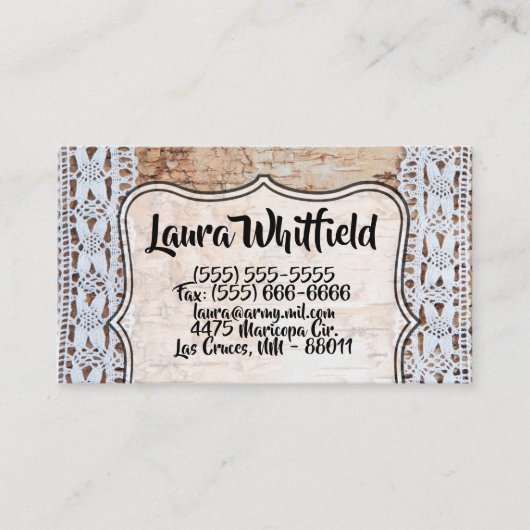 VisitenkarteLand-Stallholz-Spitzen-Kante Visitenkarte (Vorderseite)