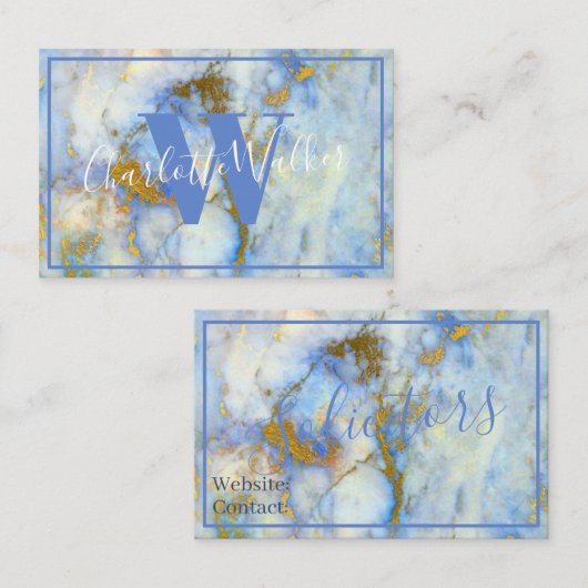 Visitenkarten - Blauer Marmor mit goldenen Adern Visitenkarte (Vorne/Hinten)