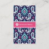 Visitenkarten der Marine und des Rosa Ikat Paisley Visitenkarte (Rückseite)