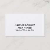 Visitenkarten des Taxifahrers Visitenkarte (Rückseite)