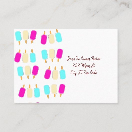 Visitenkarten, Eiscreme-Salon Visitenkarte (Rückseite)