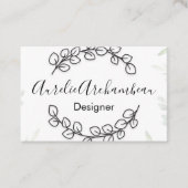 Visitenkarten - Eukalyptus Wreath B/W Visitenkarte (Vorderseite)