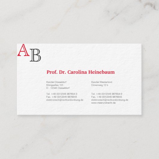 Visitenkarten für Anwälte Visitenkarte (Vorderseite)