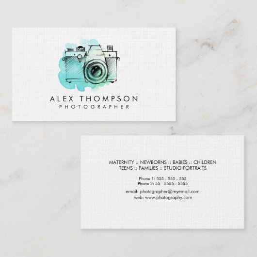 Visitenkarten für Aquarellkamera-Fotografen Visitenkarte (Vorne/Hinten)