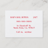 Visitenkarten für Bail Bonds Visitenkarte (Rückseite)