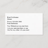 Visitenkarten für Carpenter Visitenkarte (Rückseite)