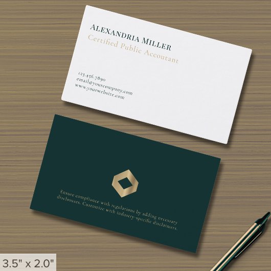 Visitenkarten für CPA | Rechtliche Offenlegung Visitenkarte