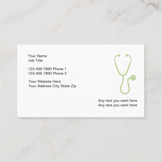 Visitenkarten für den medizinischen Verkehr Visitenkarte (Rückseite)