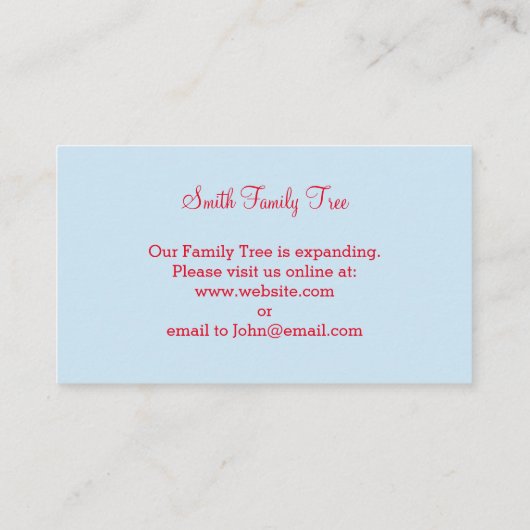 Visitenkarten für Familienbaum Visitenkarte (Rückseite)