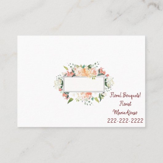 Visitenkarten für Floristen, florale Visitenkarten Visitenkarte (Rückseite)