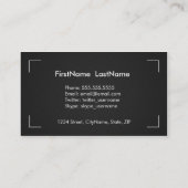 Visitenkarten für Fotografie in Schwarz und Weiß Visitenkarte (Rückseite)