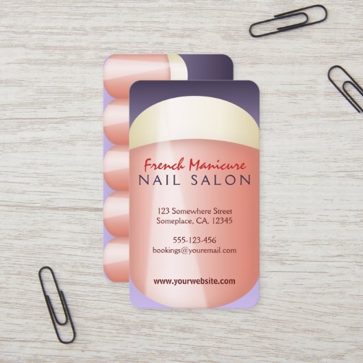 Visitenkarten für französische Nageltechniker Visitenkarte (Vorderseite/Rückseite Beispiel)