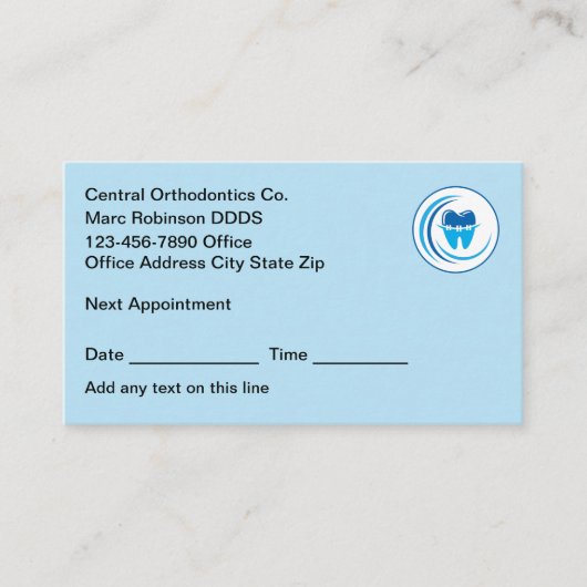 Visitenkarten für Kieferorthopädie Terminkarte (Vorderseite)