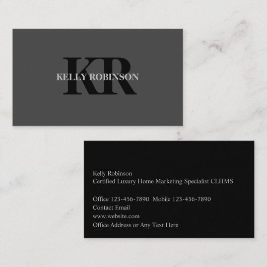 Visitenkarten für Luxury Realtor Monogram Visitenkarte (Vorne/Hinten)