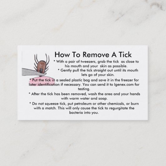Visitenkarten für Lyme-Krankheit Visitenkarte (Rückseite)