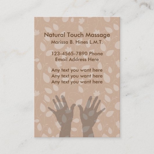 Visitenkarten für Massagetherapeuten Visitenkarte (Vorderseite)