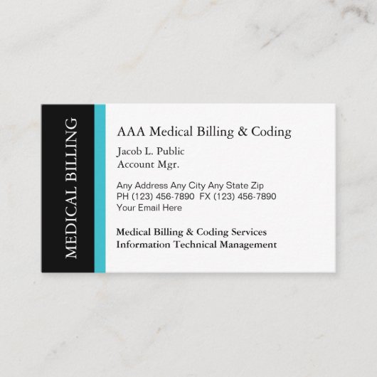 Visitenkarten für medizinische Rechnungsstellung Visitenkarte (Vorderseite)