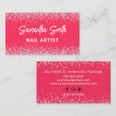 Visitenkarten für Nail Artist Hot Pink Glitzer Visitenkarte (Vorne/Hinten)