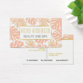 Visitenkarten für Pfirsich und tropische Blätter (Schreibtisch)