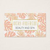 Visitenkarten für Pfirsich und tropische Blätter (Vorderseite)