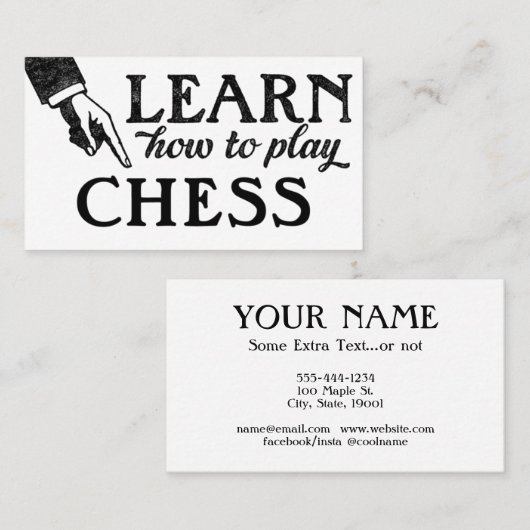 Visitenkarten für Schach - Cool Vintag Visitenkarte (Vorne/Hinten)