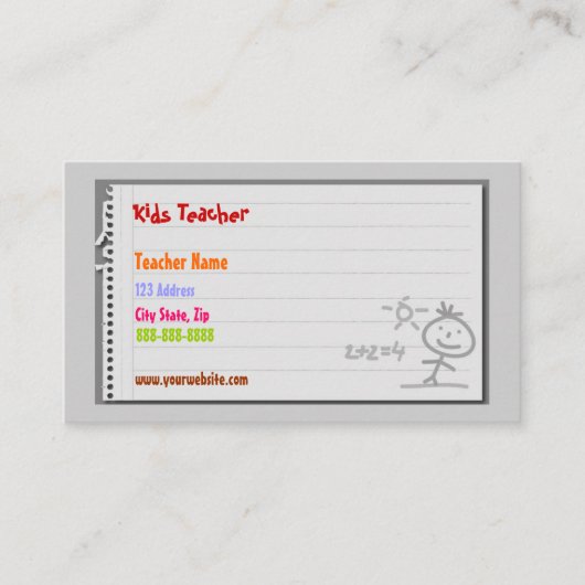 Visitenkarten für Schullehrer Visitenkarte (Vorderseite)